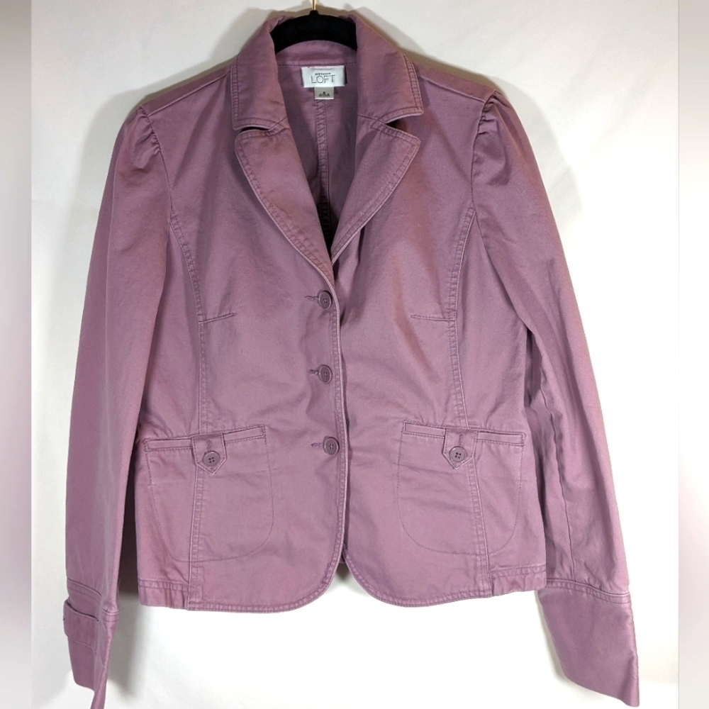 Ann Taylor LOFT 100% Cotton Dusty Lillac Blazer Size 6